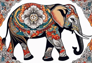 strength and resilience, feminine, elephant, colour tattoo idea