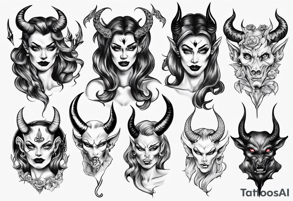 Female devil tattoo idea