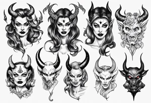 Female devil tattoo idea