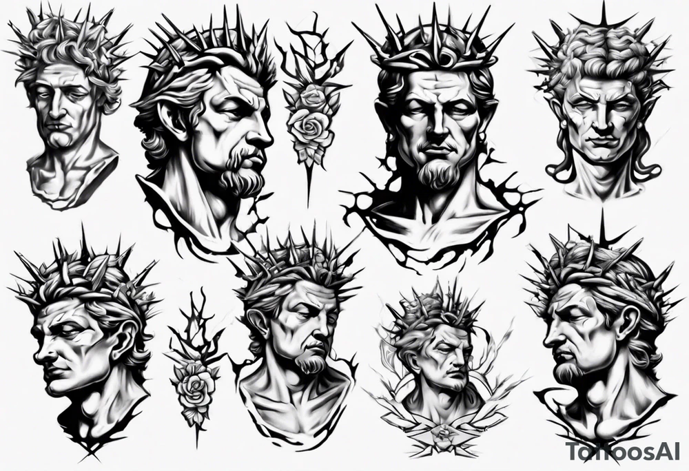 Bust of David with thorns tattoo idea
