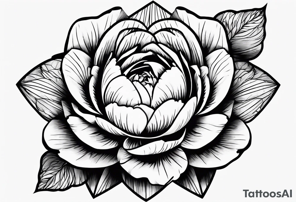 Peony upside down triangle geometric patterns tattoo idea Peony upside down triangle geometric patterns tattoo idea