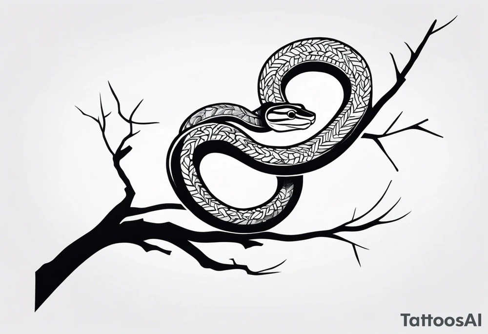 snake coiled around a branch tattoo idea