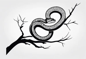 snake coiled around a branch tattoo idea