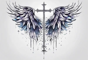 Constellation, Angel wing , snow , cross tattoo idea