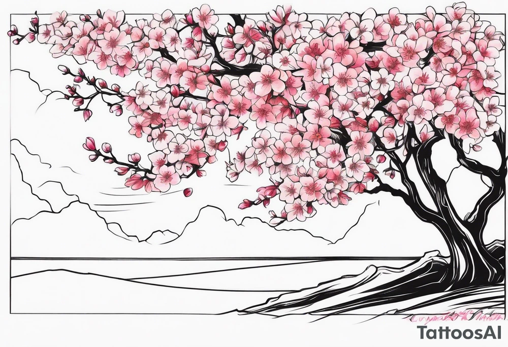 I love you in another language with cherry blossom trees coming im and out of it tattoo idea