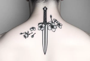 Dagger with cherry blossoms feminine but not cartoon like for forearm tattoo idea
