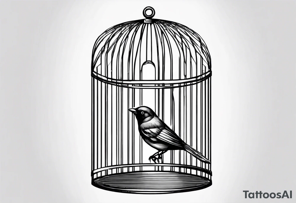 Tiny Bird flying out of cage tattoo idea