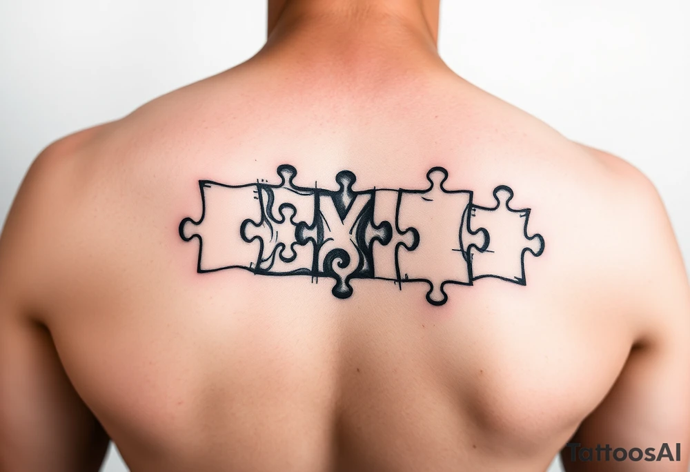 Puzzle pieces of a blended family of 6 tattoo idea