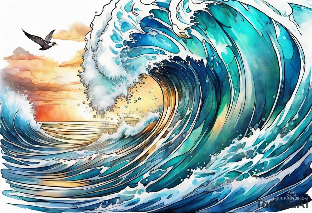 an half sleeve for my lower left leg that is completely rough ocean water tattoo idea