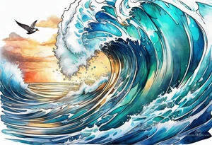 an half sleeve for my lower left leg that is completely rough ocean water tattoo idea