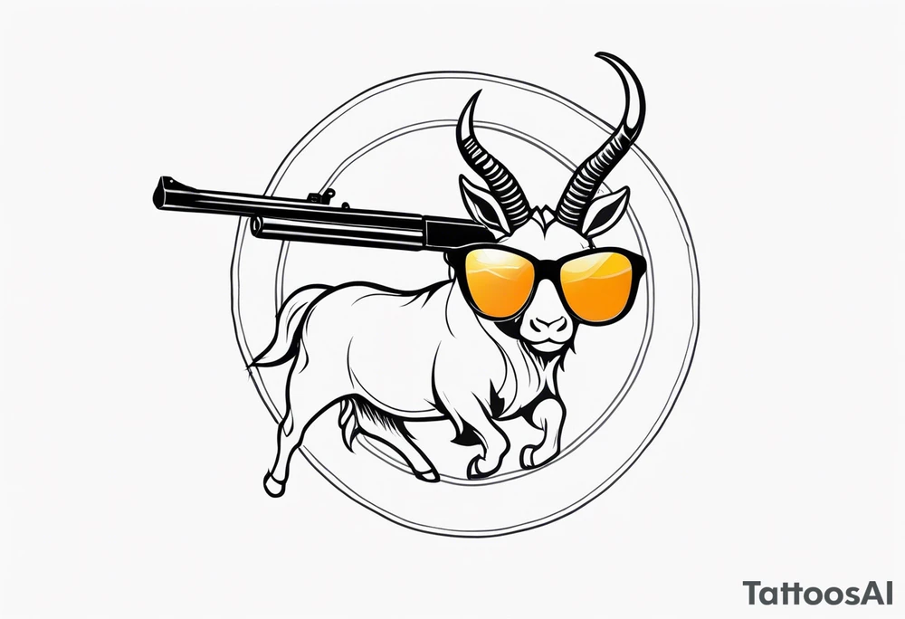 capricorn with sunglasses and a shotgun tattoo idea