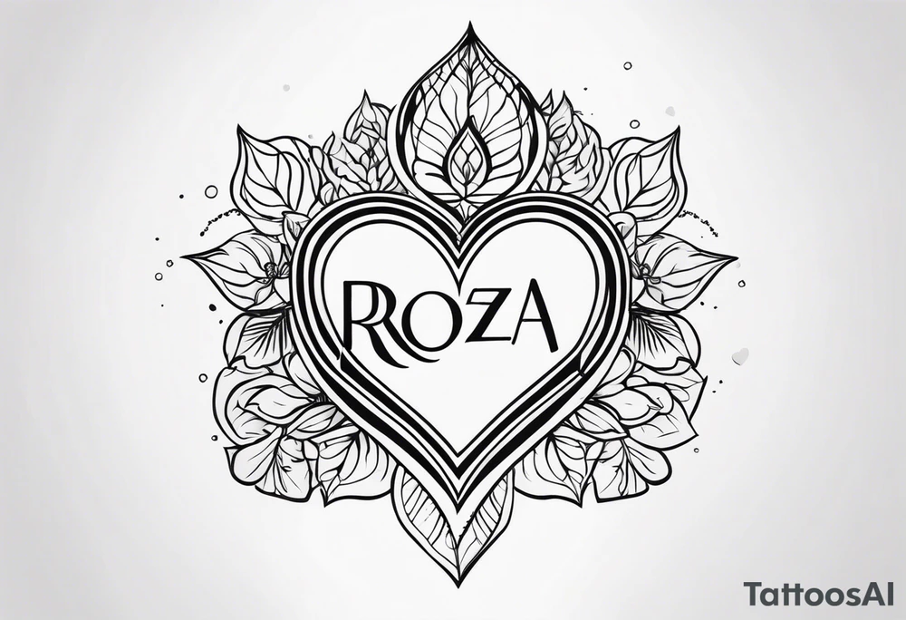 Roza name with heart for black and white tattoo tattoo idea