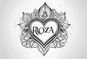 Roza name with heart for black and white tattoo tattoo idea