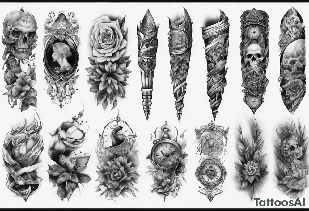 armsleeve realistic tattoo idea
