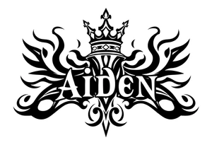 The name Aiden with a kings crown above the A tattoo idea