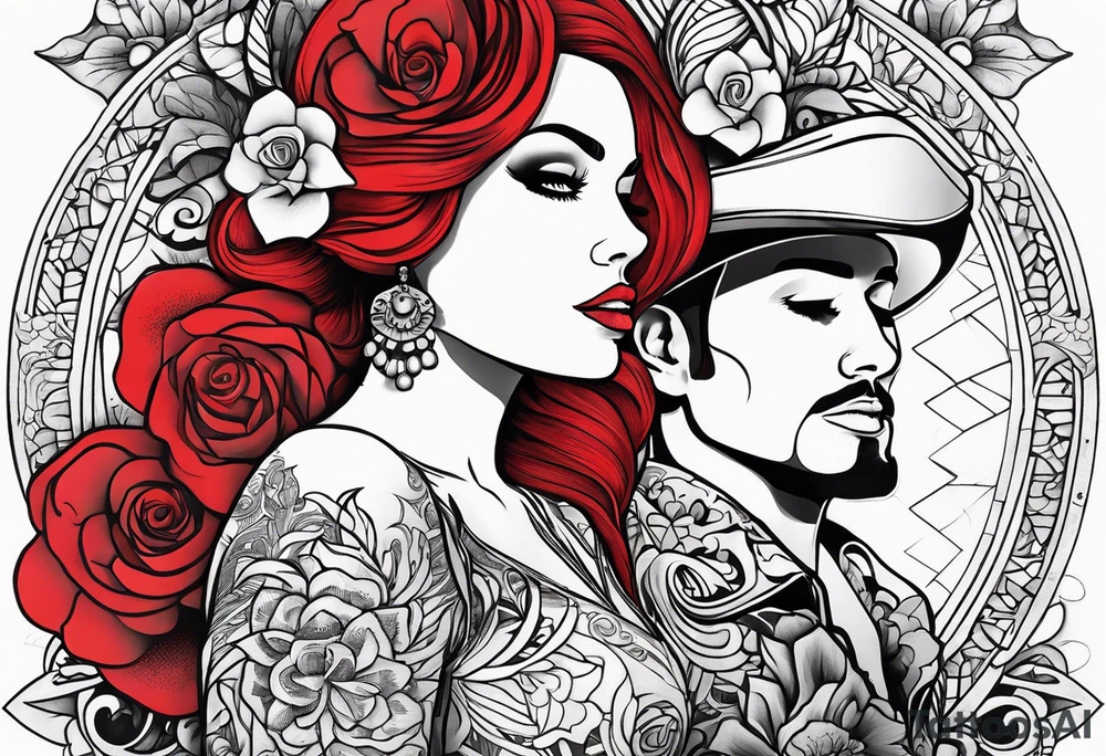 Couple's tattoos red head and mexican tattoo idea