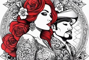 Couple's tattoos red head and mexican tattoo idea