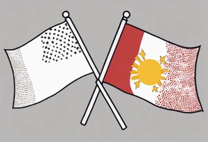 A single waving flag that is the Philippine flag to the left and the Spanish flag to the right tattoo idea