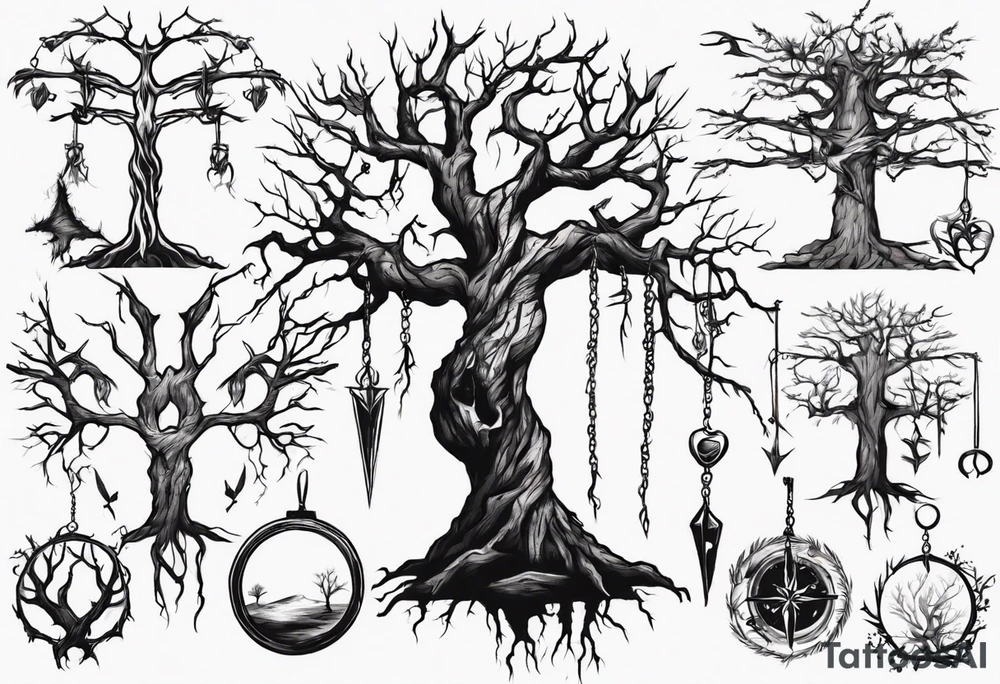 Hanging tree tattoo idea