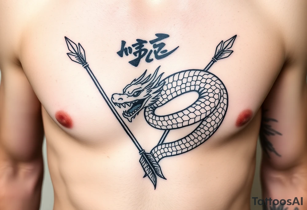 arrows with naga in japanese tattoo idea