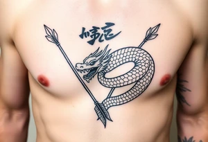 arrows with naga in japanese tattoo idea