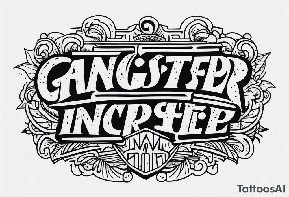 Inscription and drawing on the hand in the style of embossing with gangster inscriptions tattoo idea
