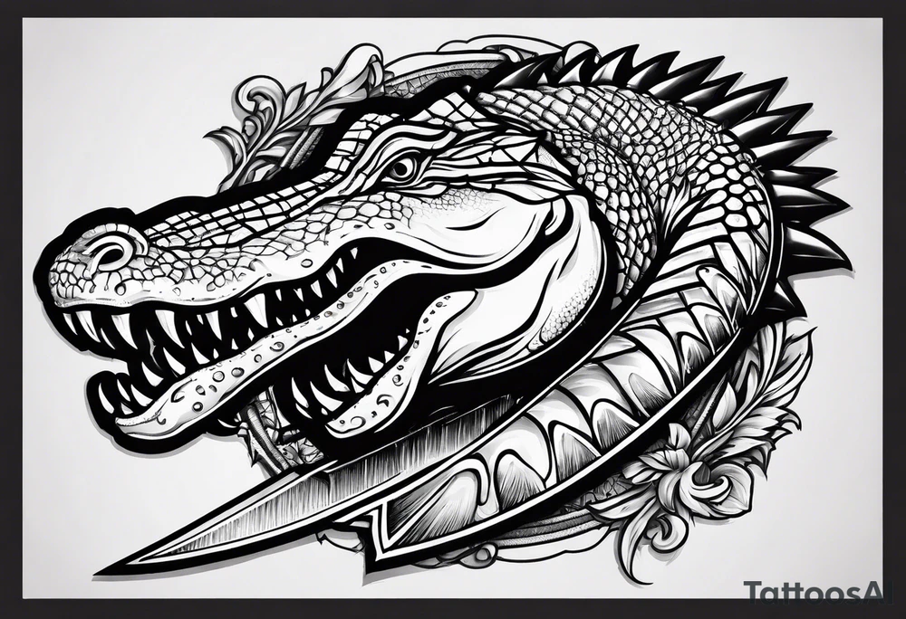 Dagger with an alligator tattoo idea