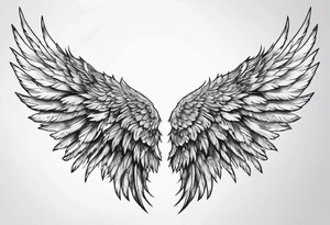 Detailed feathered angel wings tattoo idea