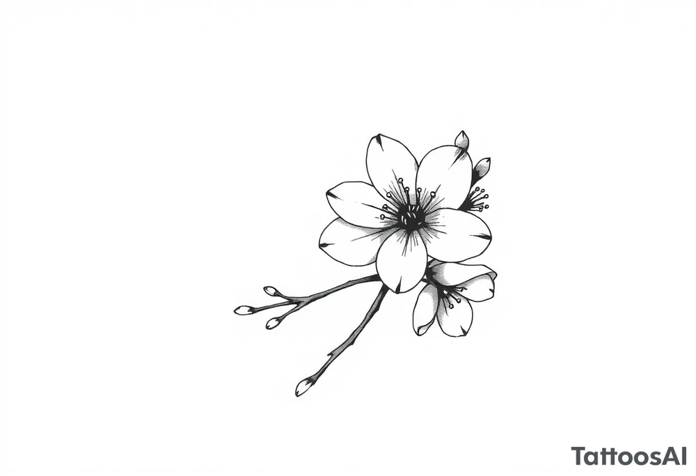 Cherry blossom with round petals tattoo idea