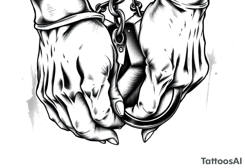 broken handcuffs corrupt system tattoo idea