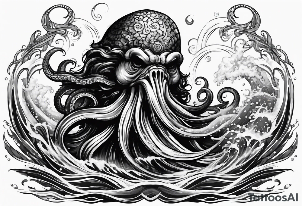 Kraken coming out of water tattoo idea