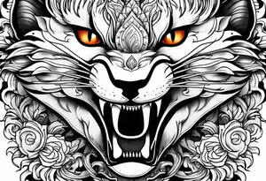 kitsune mask on flame tattoo idea