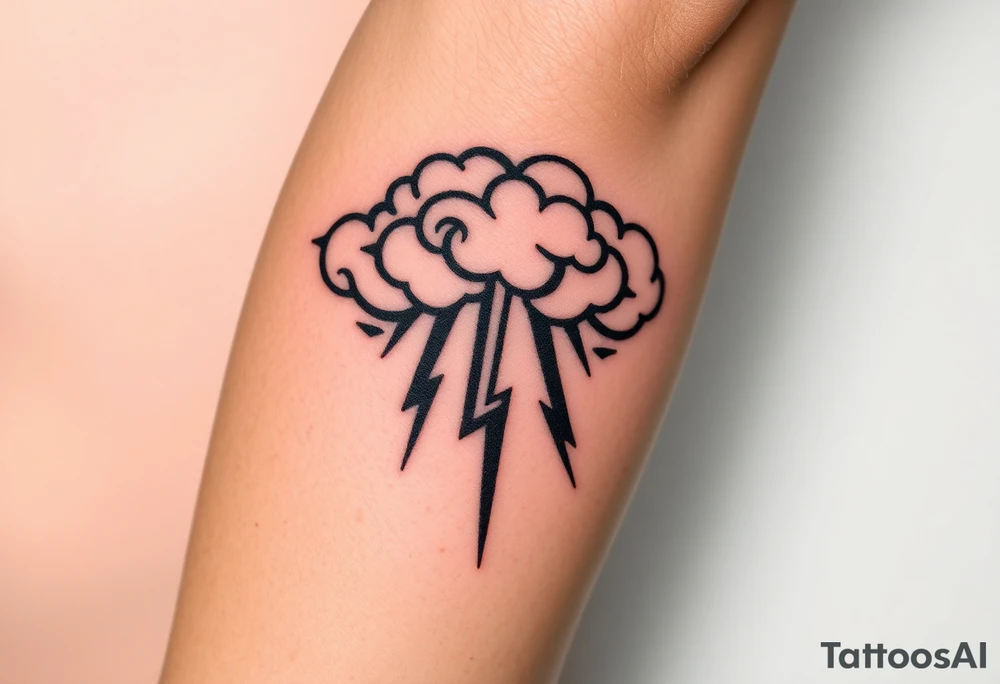 Black storm clouds with rain falling & lightning bolts striking down tattoo idea