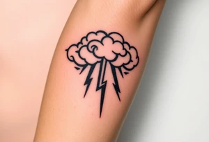 Black storm clouds with rain falling & lightning bolts striking down tattoo idea