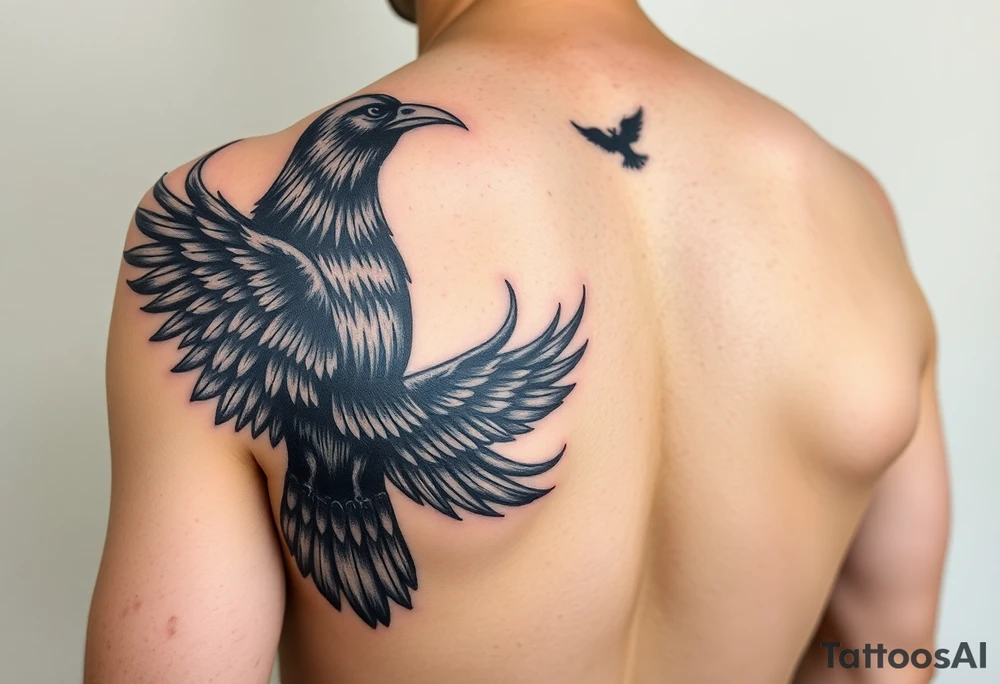 Left sleeve tattoo.

Morrigan Celtic  goddess of death. 

Crone imagery. 

Powerful dark magic

Multiple crows. 

. Realistic, black and white

Stronger focus on Celtic symbolism

Protector of natural world tattoo idea