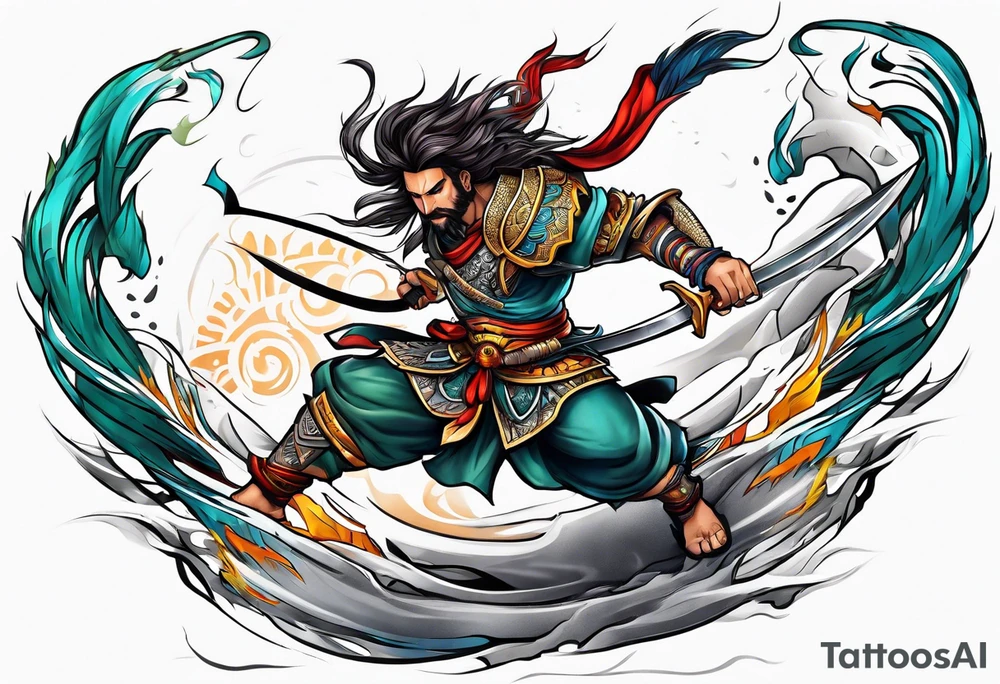 leaping warrior tattoo idea