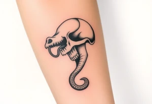 A hyper-realistic Dark Mark, with the snake slithering out of the skull’s mouth, coiled in a hypnotic pose tattoo idea