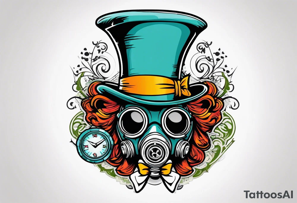 Mad hatter gas mask
Compass wonderland tattoo idea