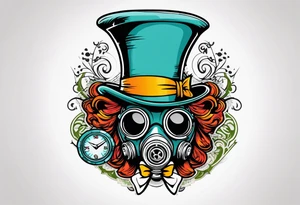 Mad hatter gas mask
Compass wonderland tattoo idea