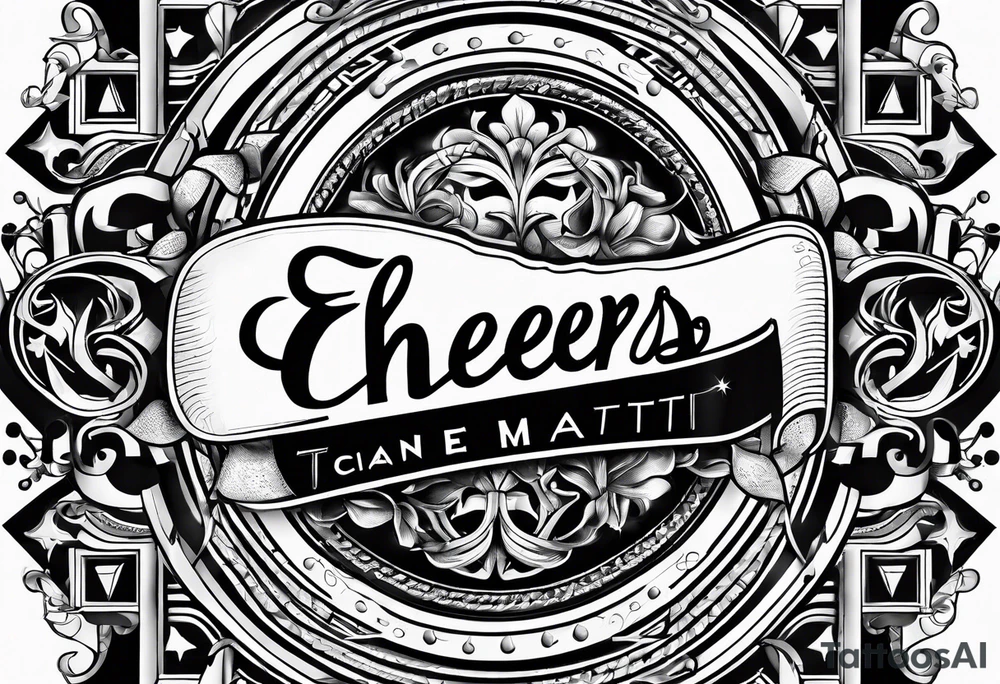 Cheers Mate text, armband +Cancer Ribbon tattoo idea