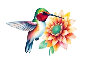 Hummingbird near a sunflower tattoo idea