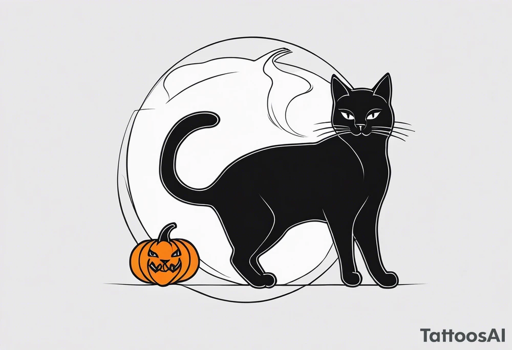 Black cat with a pumpkin tattoo idea
