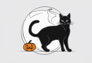 Black cat with a pumpkin tattoo idea