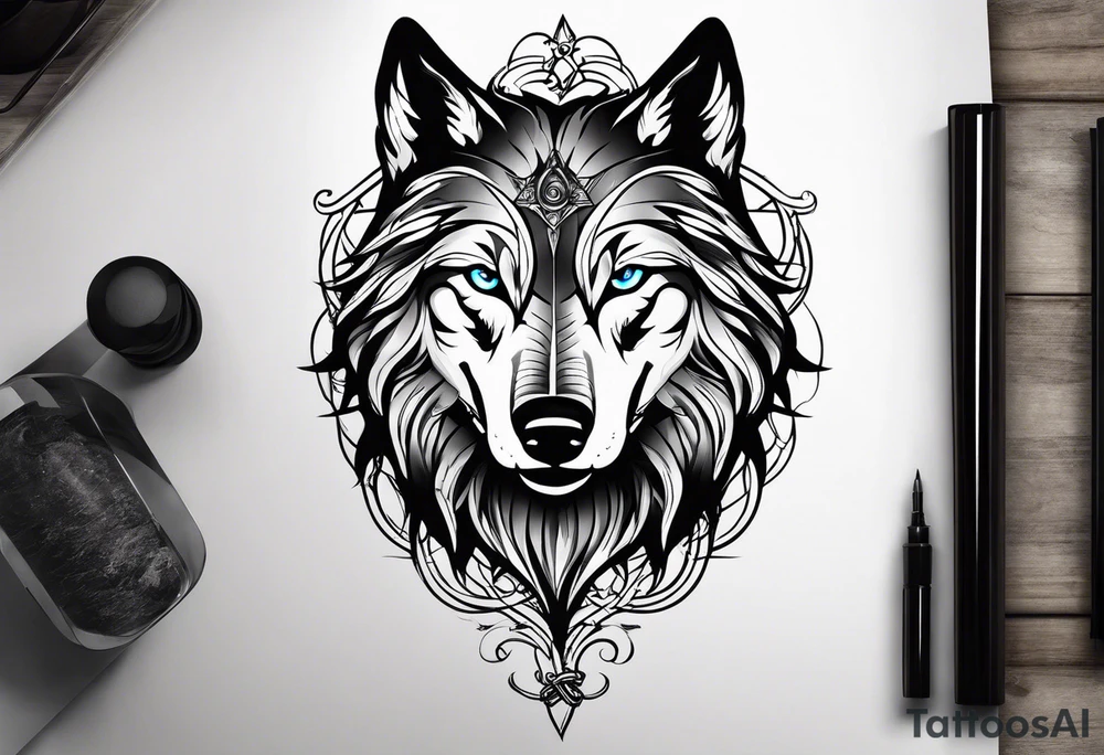 Magic wolf tattoo. tattoo idea