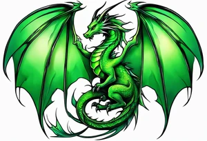 Moon fairy green dragon tattoo idea
