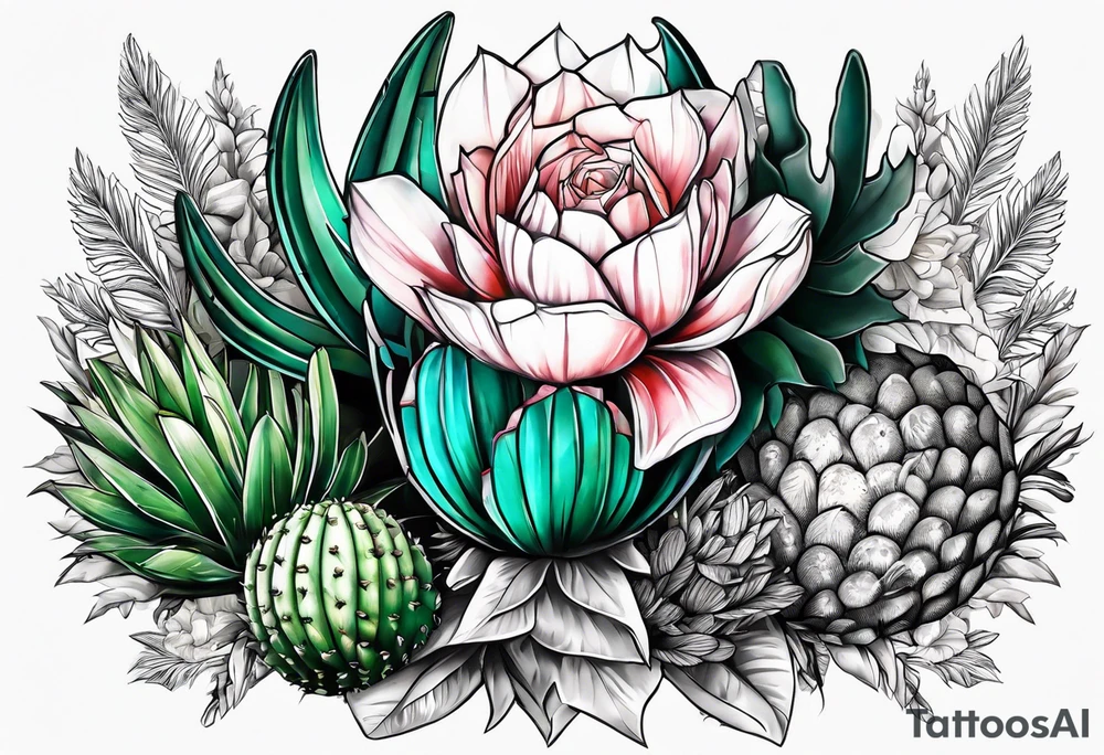 Lobo com cactos tattoo idea