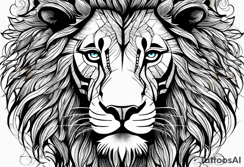 Lion. Power and love. Half Head design. tattoo idea