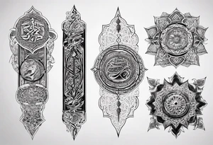 arabic sleeve realistic tattoo idea