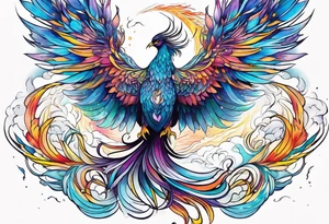 ethereal rising phoenix tattoo idea