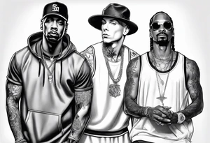 Eminem and snoop dog full leg sleeve tattoo idea